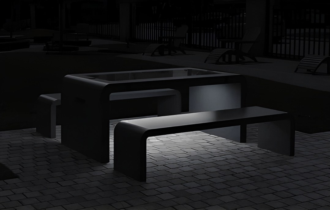Solar smart table at night
