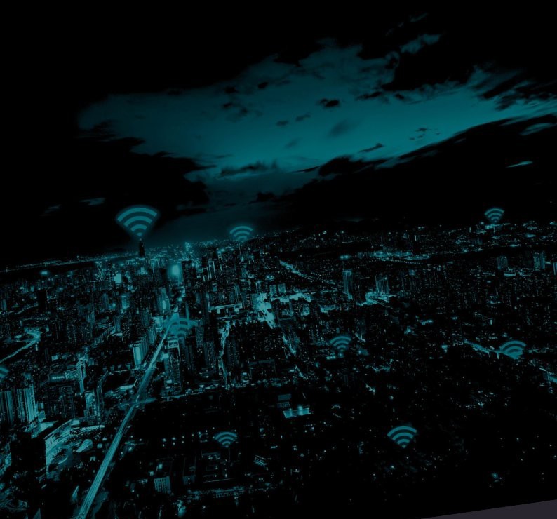 Connected city at night